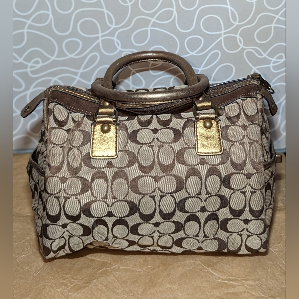 Coach Signature Bronze Boston Bag - Picture 2 of 13